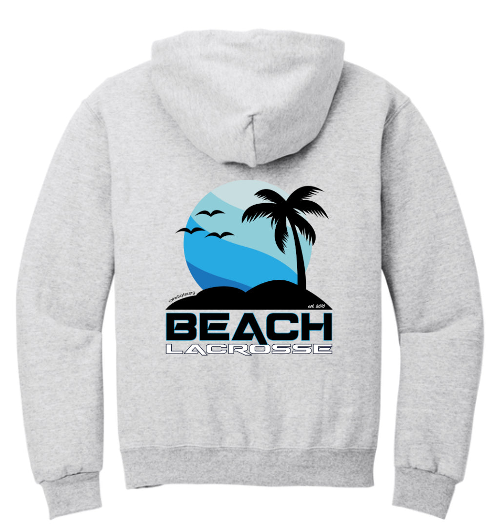 Beach Lacrosse Club Ash Hoodie With Back Logo
